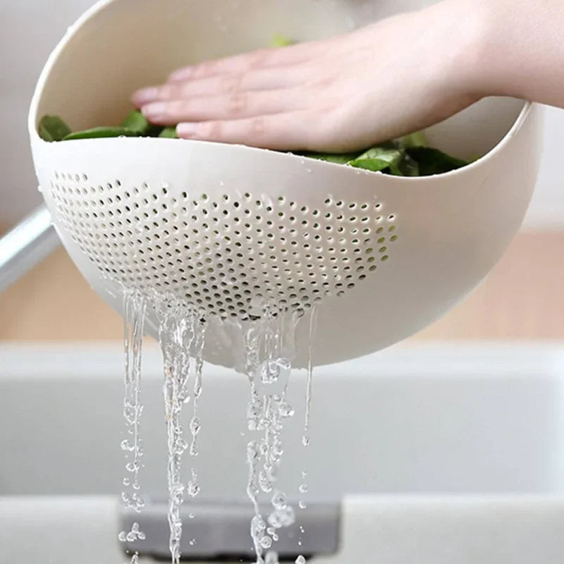 1pc - Plastic Drain Basket Filter, Rice Bowl, Drain Basket, Fruit Bowl, Laundry Basket, Handle, Home Kitchen Organizer