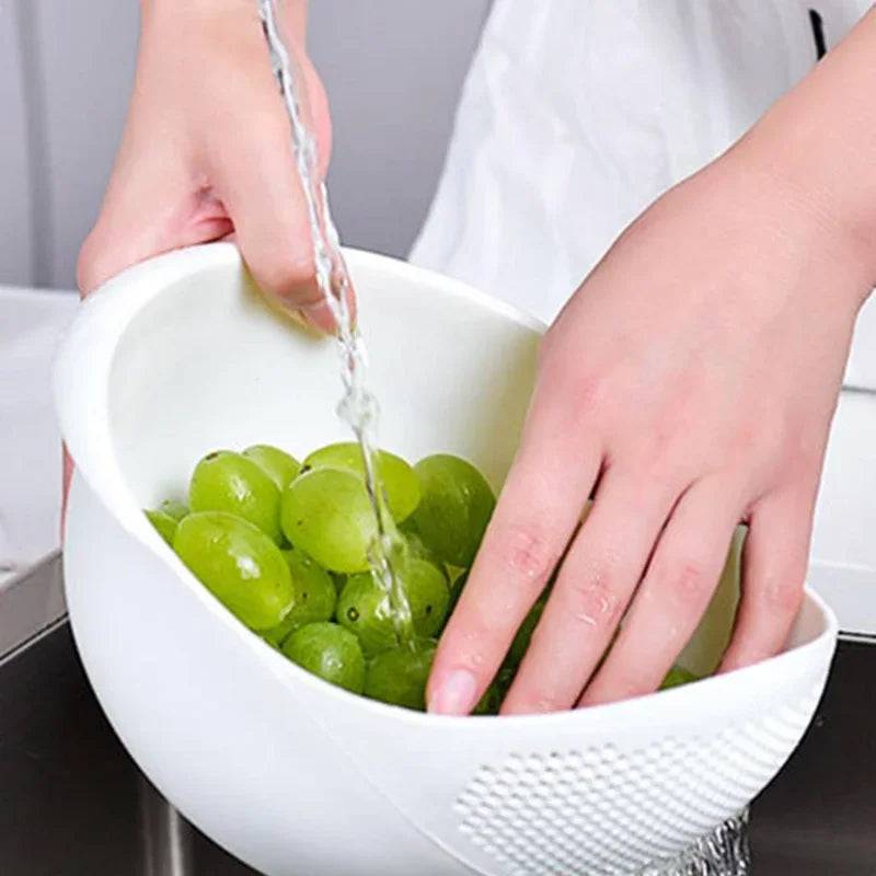 1pc - Plastic Drain Basket Filter, Rice Bowl, Drain Basket, Fruit Bowl, Laundry Basket, Handle, Home Kitchen Organizer