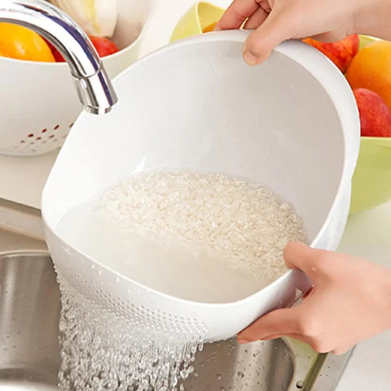 1pc - Plastic Drain Basket Filter, Rice Bowl, Drain Basket, Fruit Bowl, Laundry Basket, Handle, Home Kitchen Organizer